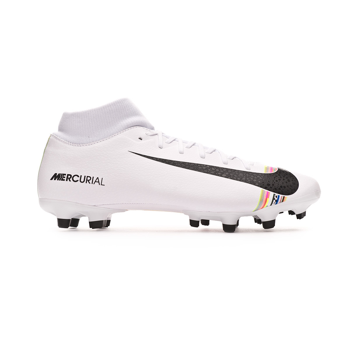 white nike soccer cleats with rainbow stripe