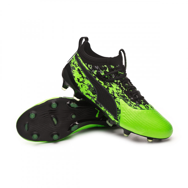 Football Boots Puma One 19 1 Fg Ag Green Gecko Puma Black Charcoal