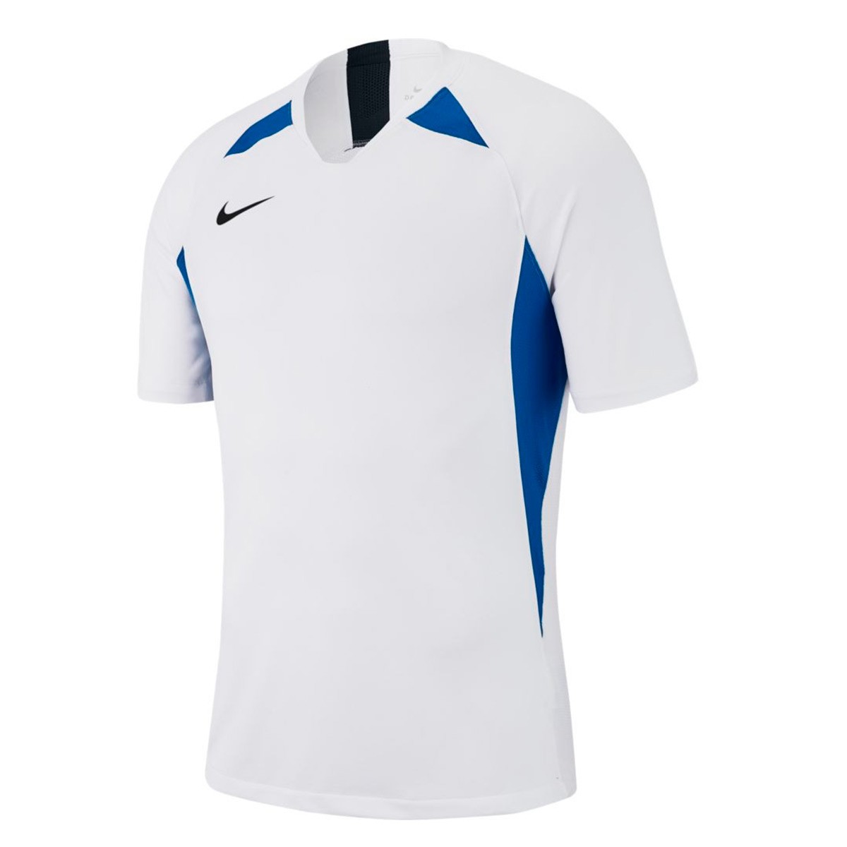 white and royal blue nike shirt