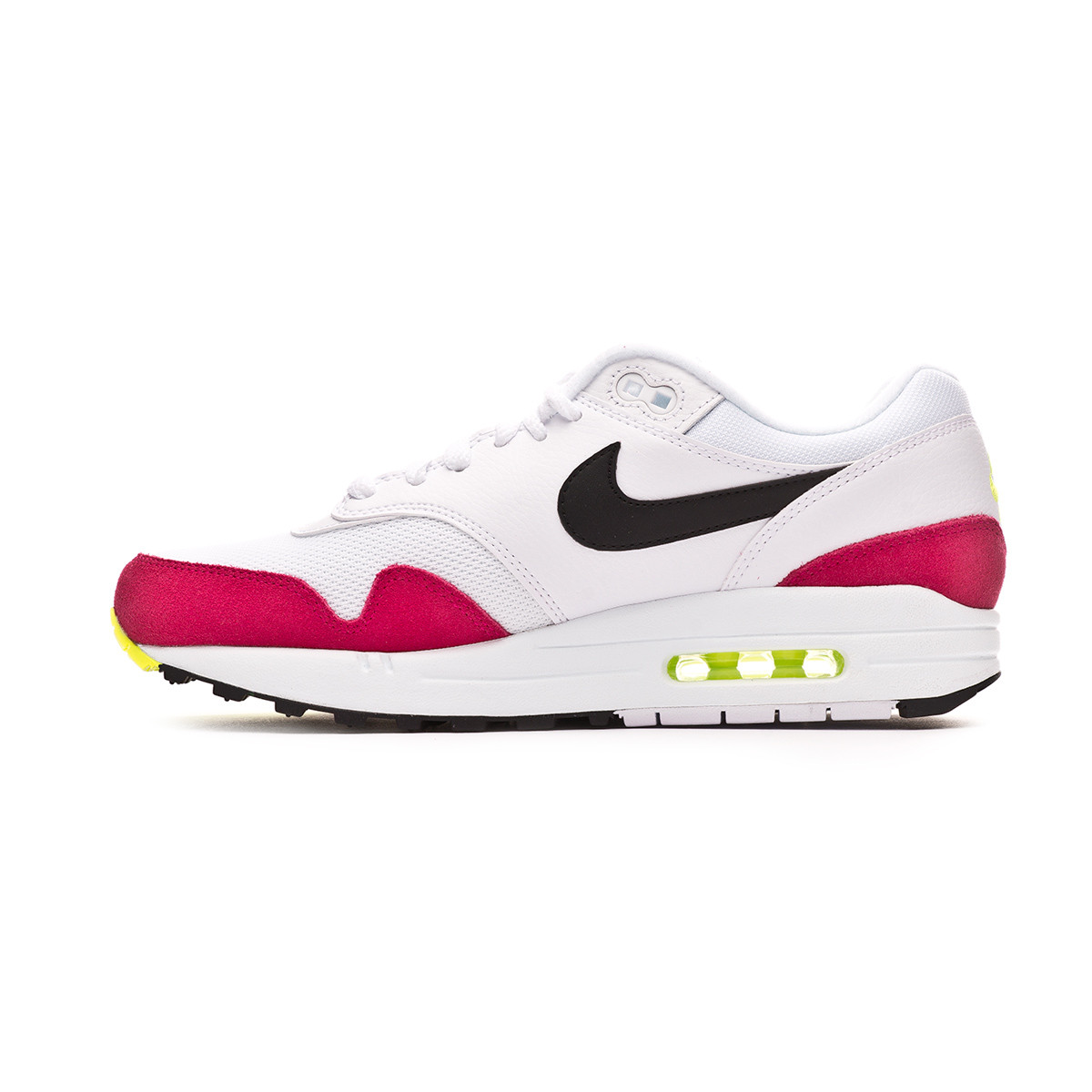 air max 1 trainers white black volt rush pink