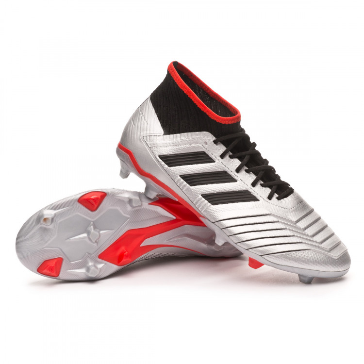 Zapatos de fútbol adidas Predator 19.2 FG Silver metallic-Core black-Hi red  - Tienda de fútbol Fútbol Emotion