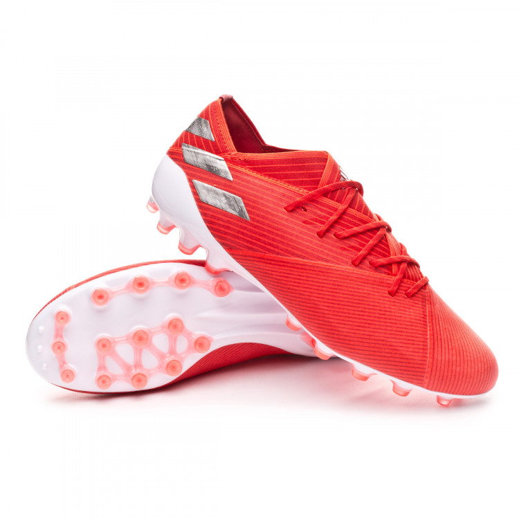 Chaussure de foot adidas Nemeziz 19.1 AG Active red-Silver 