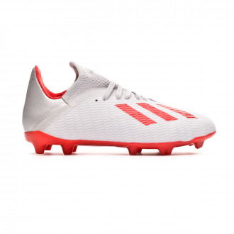 Chuteira adidas X 19.3 FG Crianças Silver metallic-Hi red-White