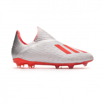 Chuteira adidas X 19+ FG Crianças Silver metallic-Hi red-White