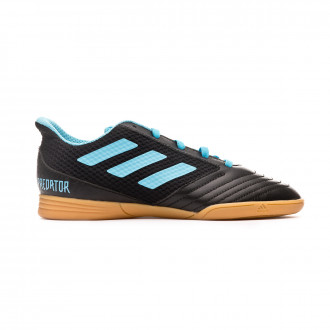 Sapatilha de Futsal adidas Predator 19.4 IN Sala Niño Core black-Bright cyan-Solar yellow