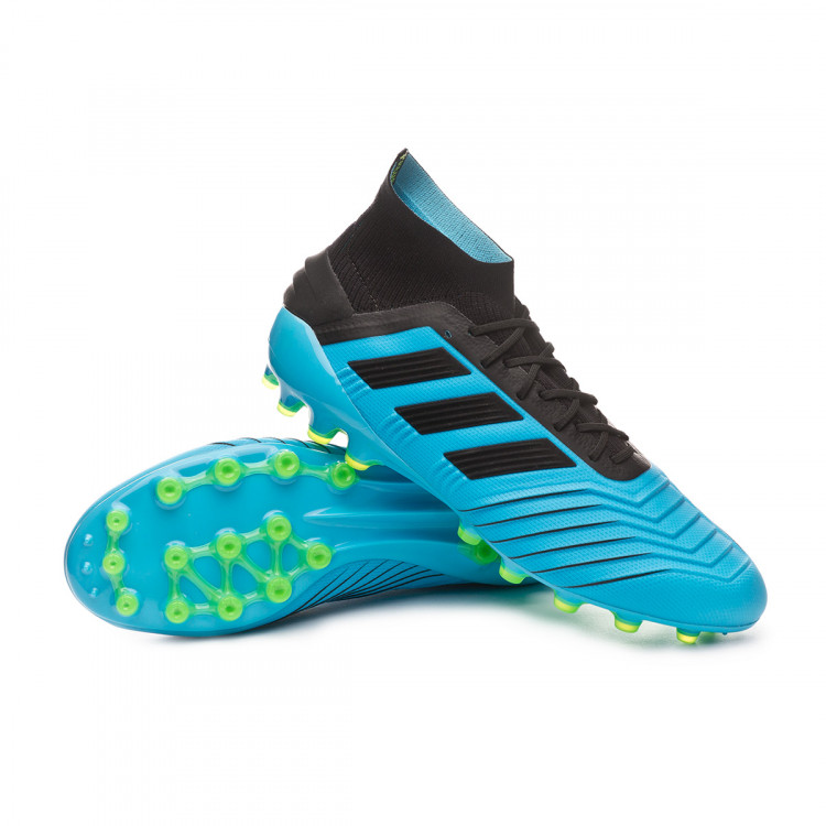 Bota de fútbol adidas Predator 19.1 AG Bright cyan-Core black-Solar yellow  - Tienda de fútbol Fútbol Emotion