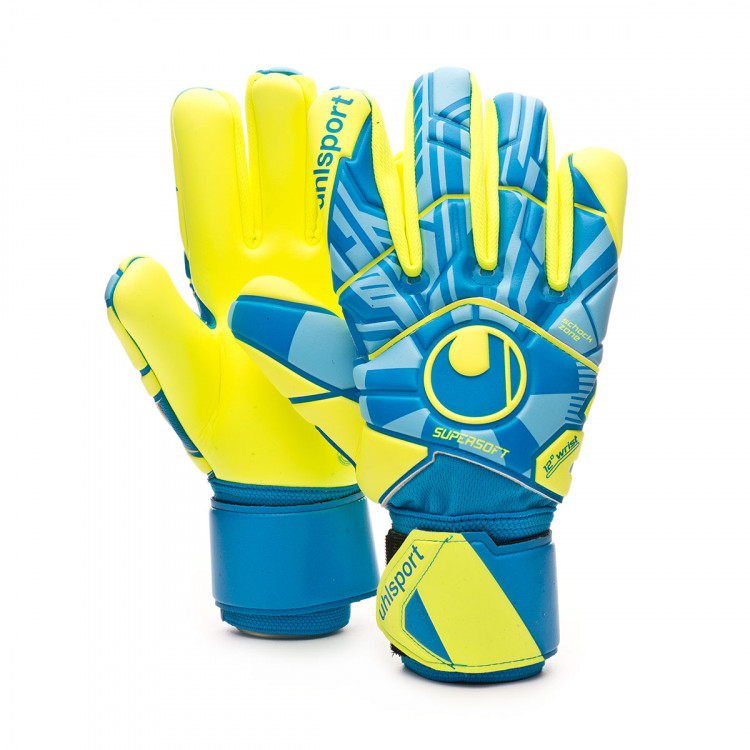 blue and yellow football gloves