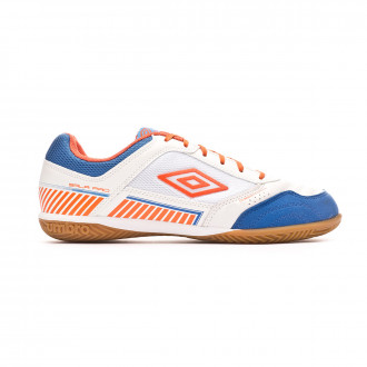 Sapatilha de Futsal Umbro Sala II Pro White-Tangerine tango-Regal blue