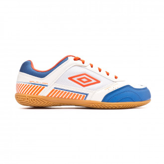Sapatilha de Futsal Umbro Sala II Liga White-Tangerine tango-Regal blue