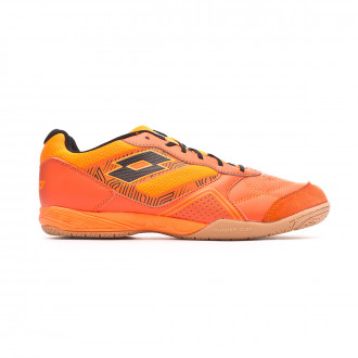 Sapatilha de Futsal Lotto Tacto 300 V Red orange-Black-Orange fluor