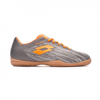 Sapatilha de Futsal Lotto Solista 700 III ID Niño Cool gray-Orange fluor-Gravity titan