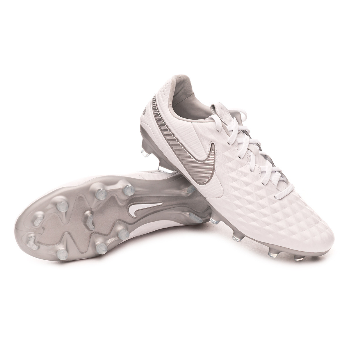 Football Boots Nike Tiempo Legend VIII Pro FG White-Chrome-Metallic silver  - Football store Fútbol Emotion