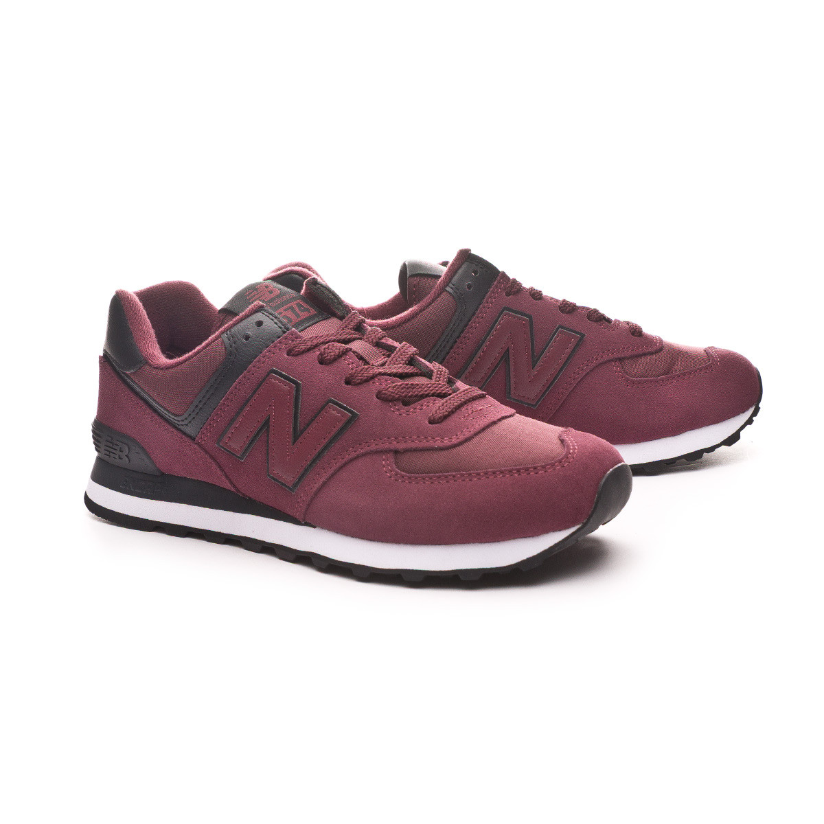 new balance 574 classic burgundy suede running trainers