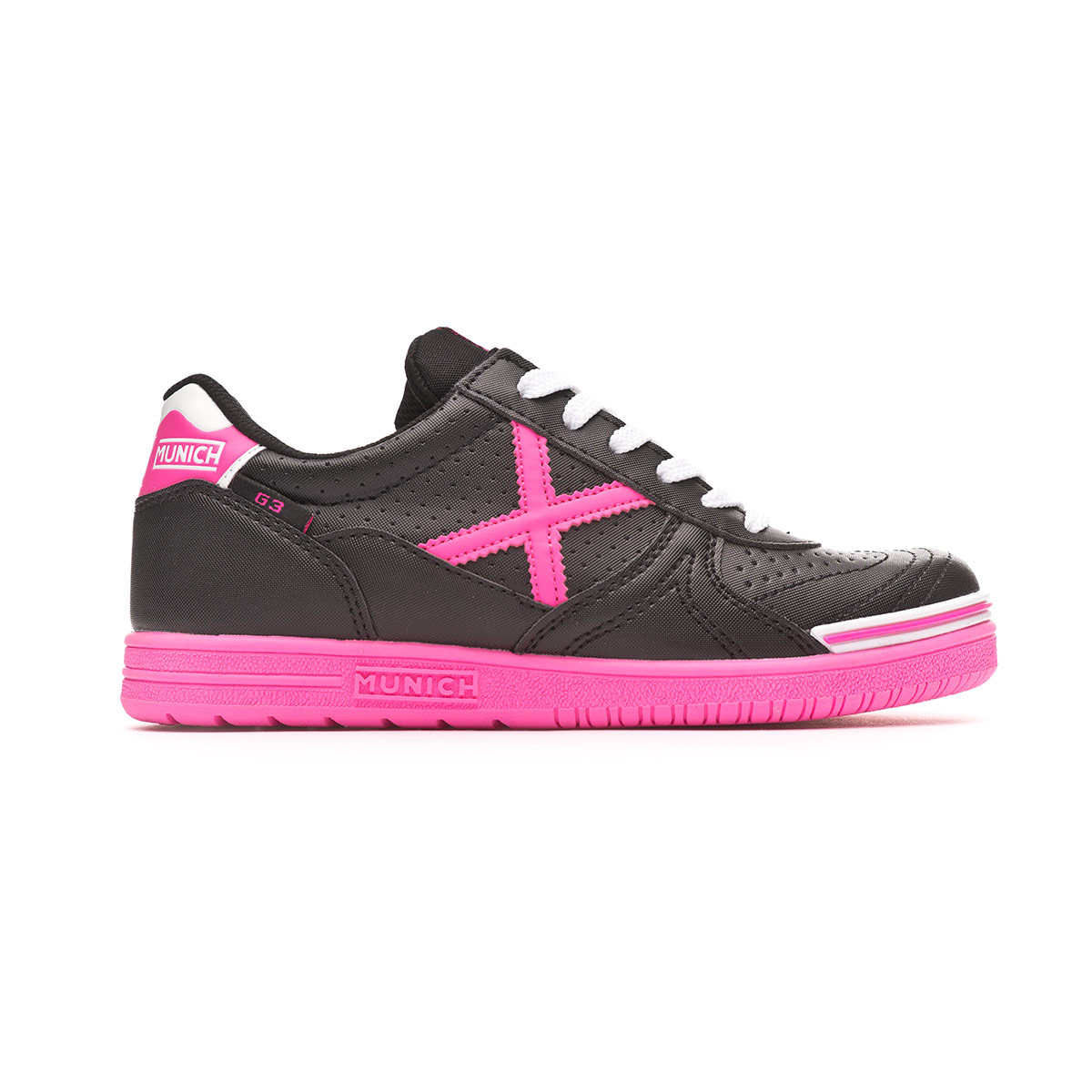 Zapatilla de Fútbol sala Munich G3 Profit Niño Negro-Fucsia - Fútbol Emotion