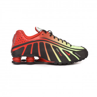 Sapatilha de Futsal Nike Shox R4 Neymar Jr Black-Challenge red-Metallic silver