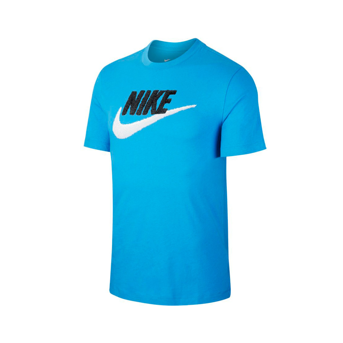 blue black and white nike shirt