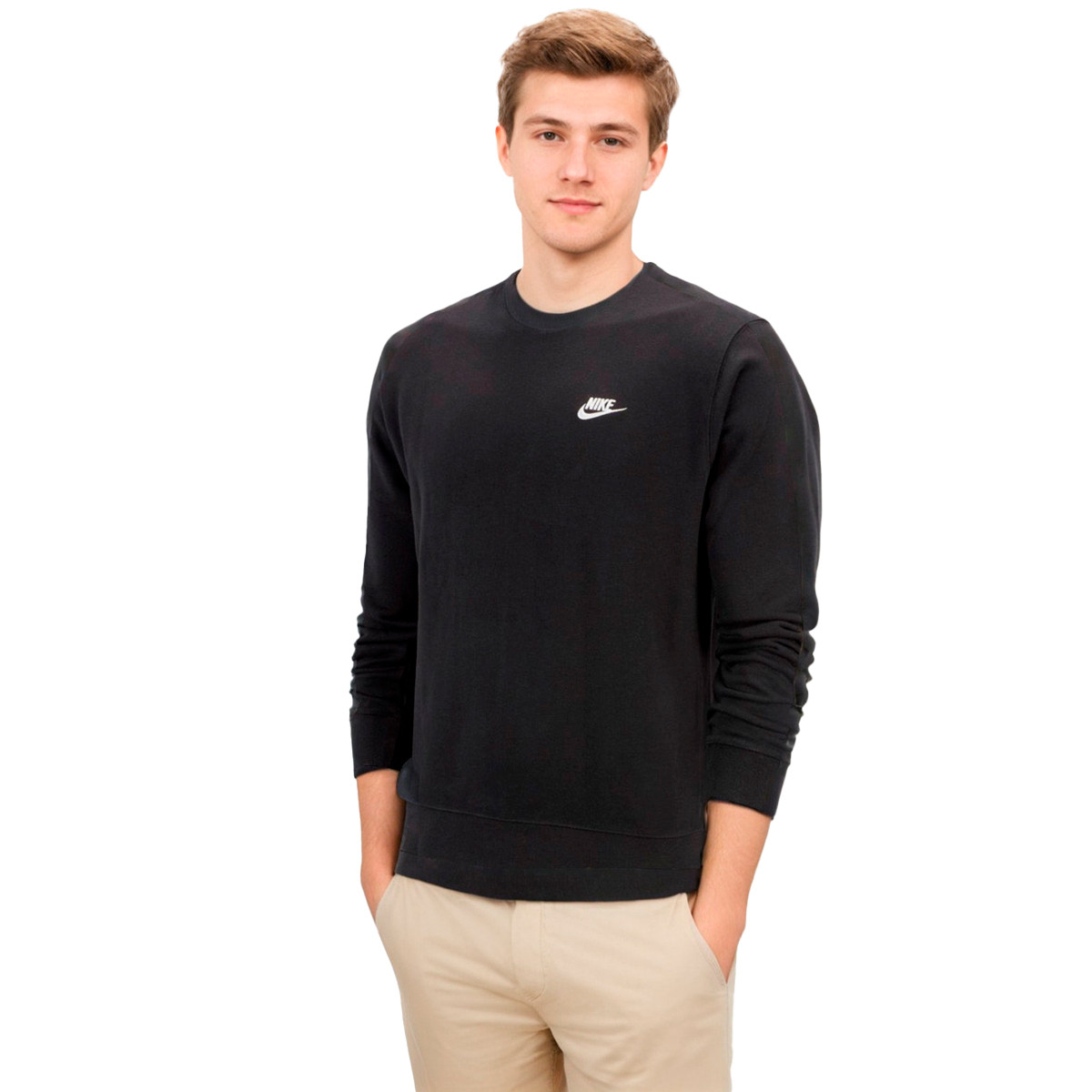 Sudadera Nike Sportwear Club Crew Black-White - Fútbol Emotion