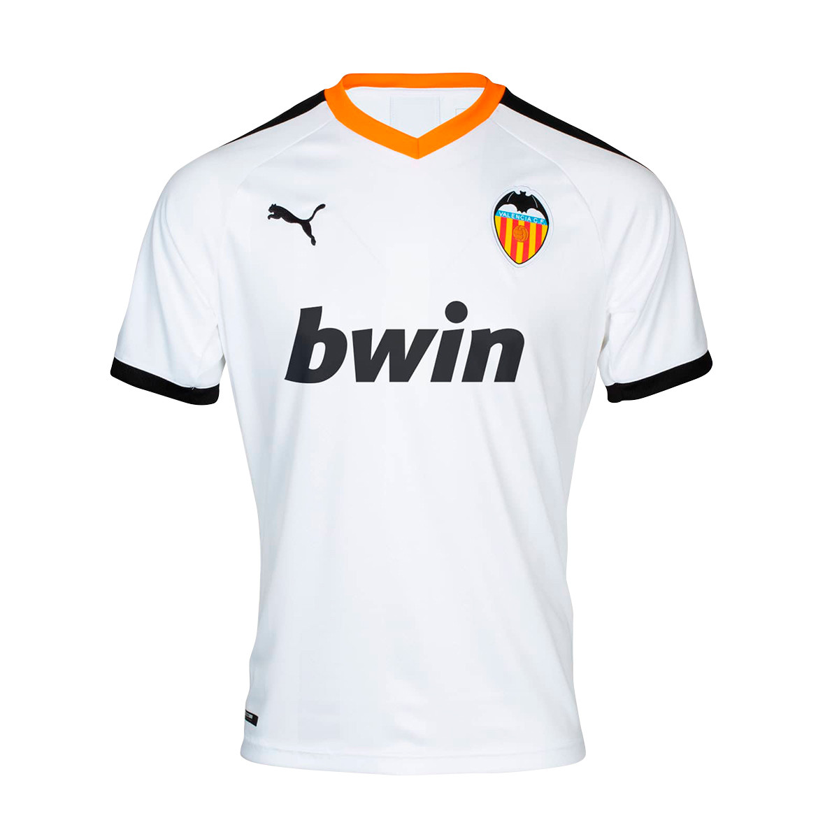 Playera Puma Valencia CF Primera Equipación 2019-2020 Puma white-Puma  black-Vibrant orange - Tienda de fútbol Fútbol Emotion