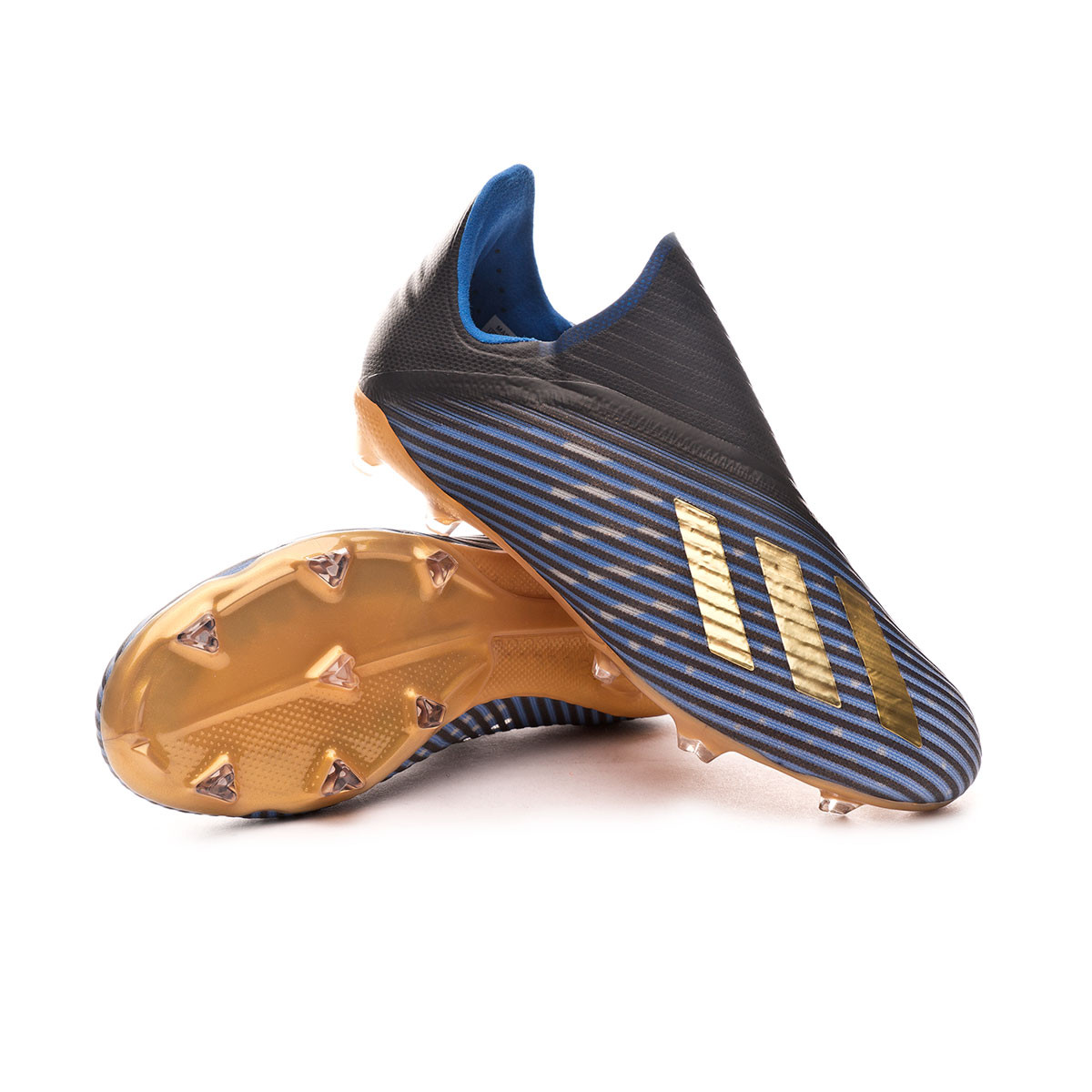 Football Boots adidas X 19+ FG Niño Core black-Gold metallic-Football blue  - Football store Fútbol Emotion