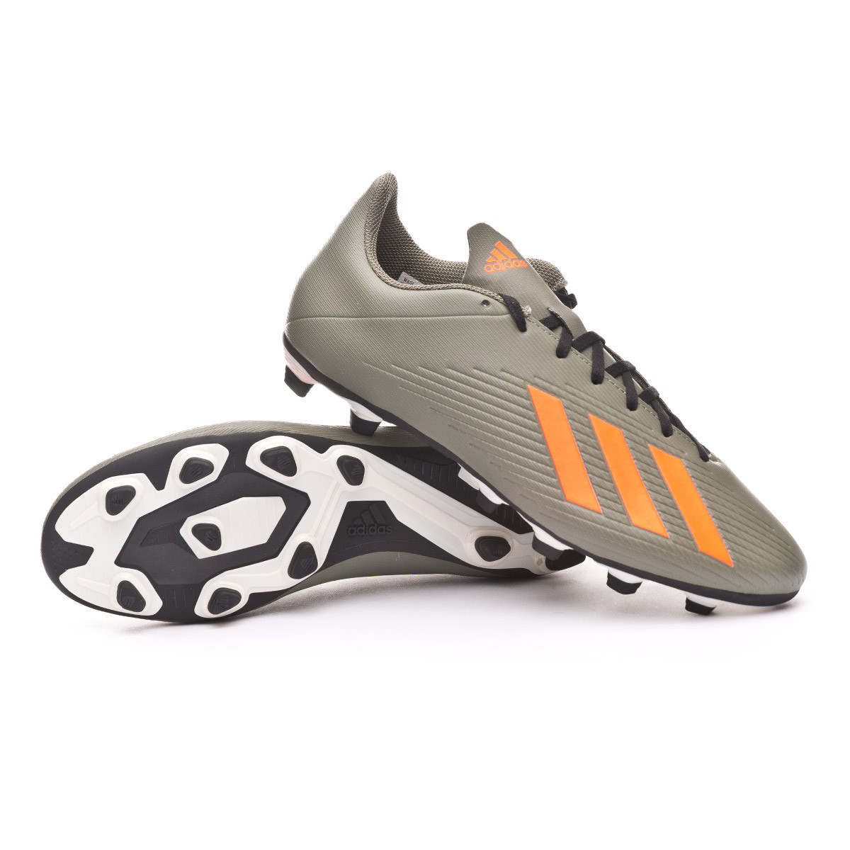 orange and white football boots