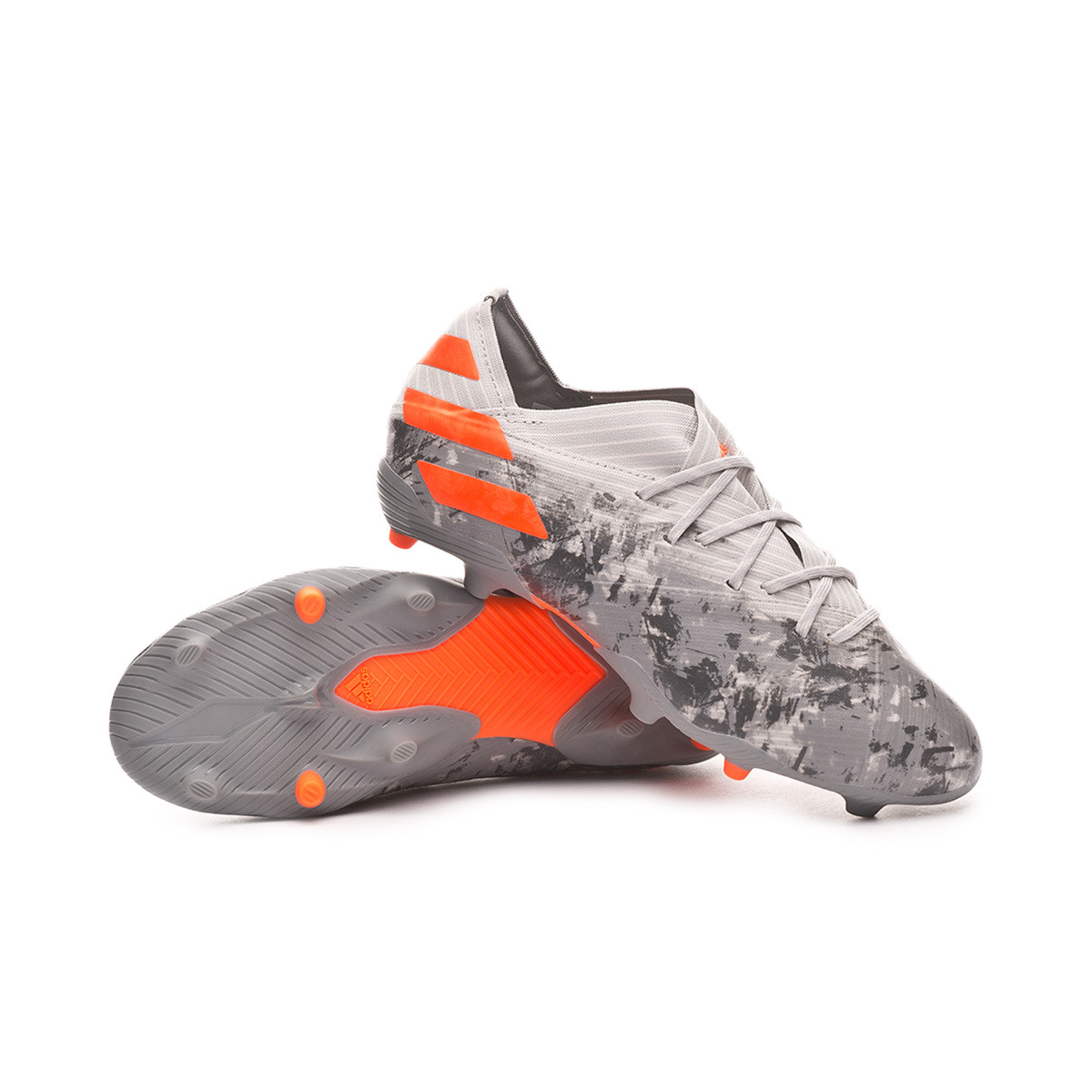 Football Boots adidas Nemeziz 19.1 FG Niño Grey two-Solar orange-Chalk  white - Football store Fútbol Emotion