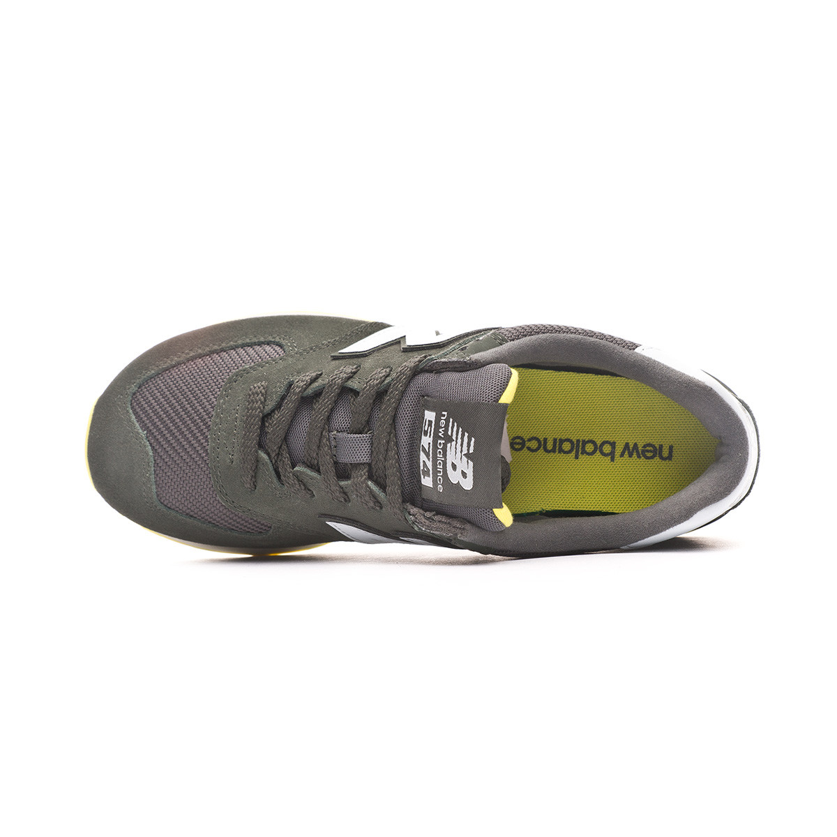 new balance black & green 574 trainers