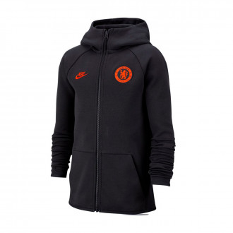 Sweatshirt Nike com Carapuço Chelsea FC NSW Tech Fleece FZ Essentials CL 2019-2020 Criança Anthracite-Rush orange