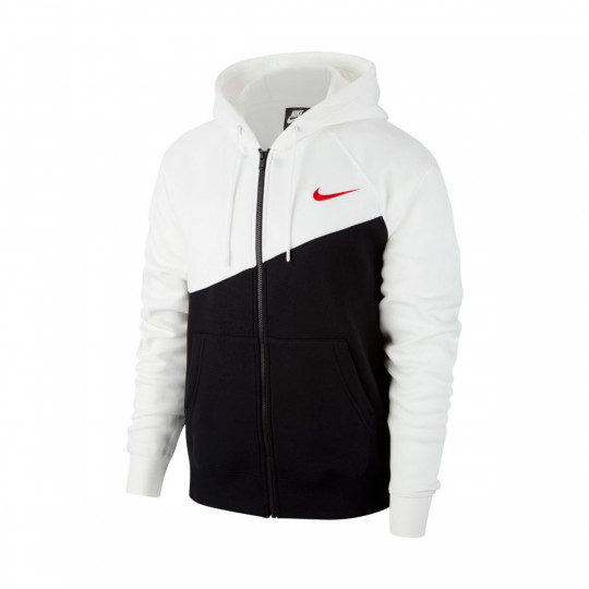 white nike hoodie with red swoosh