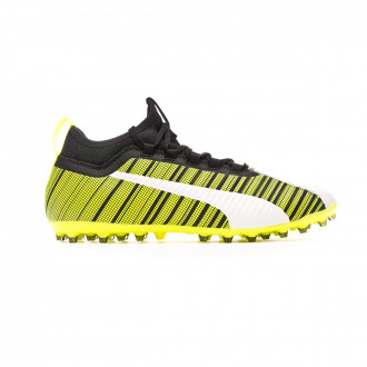 Chuteira Puma One 5.3 MG Puma white-Puma black-Yellow alert