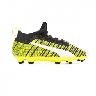 Chuteira Puma One 5.3 FG/AG Niño Puma white-Puma black-Yellow alert