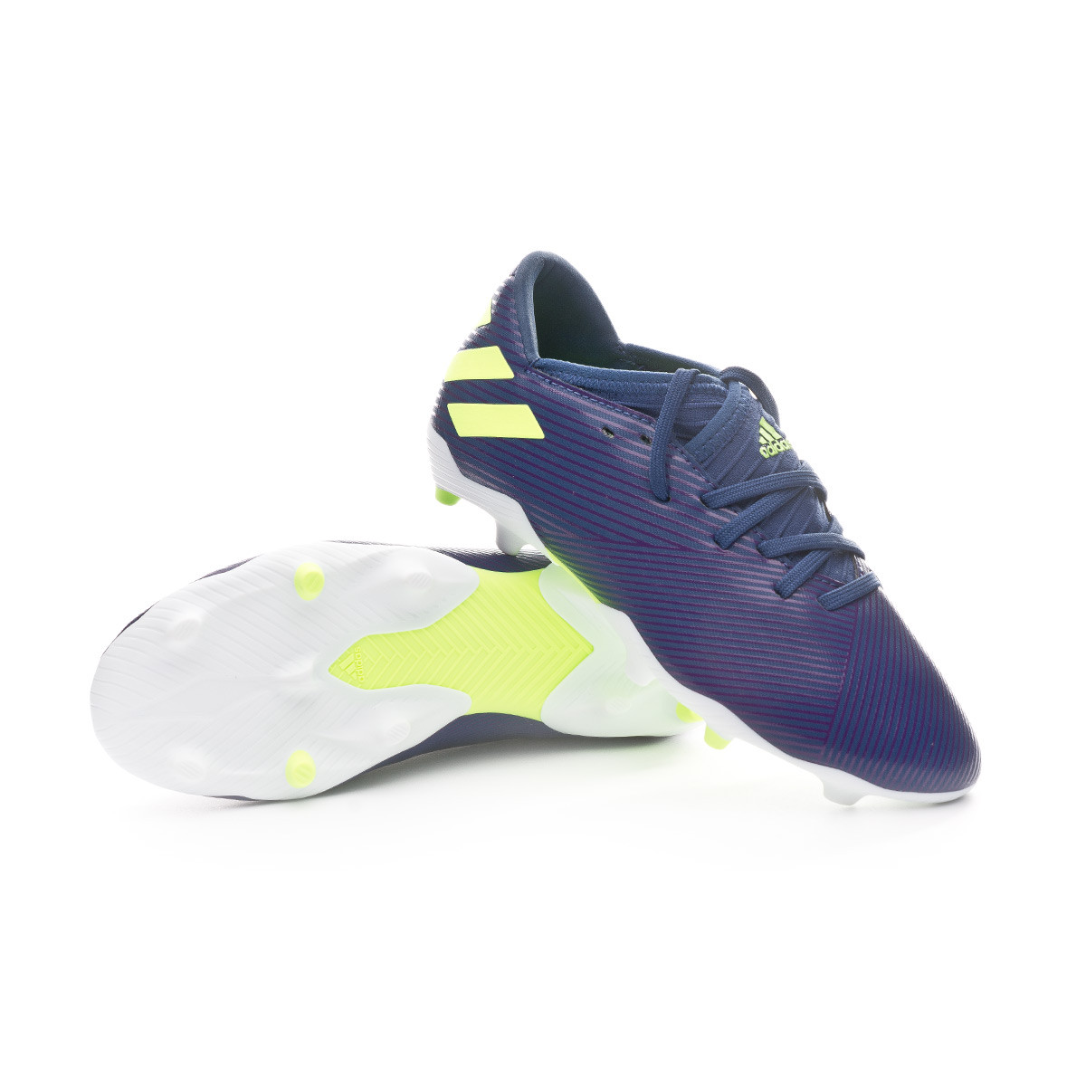Football Boots Adidas Kids Nemeziz Messi 19 3 Fg Tech Indigo Signal Green Glory Purple Futbol Emotion