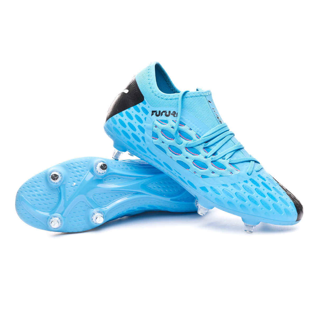 Football Boots Puma Future 5 3 Netfit Sg Luminous Blue Nrgy Blue Puma Black Pink Alert Futbol Emotion