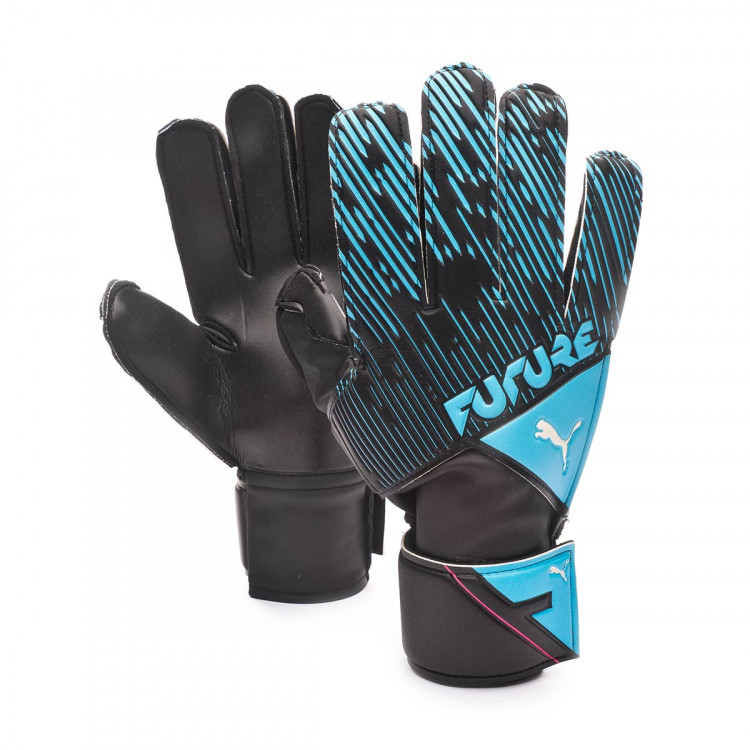 puma goalkeeper gloves blue and pink