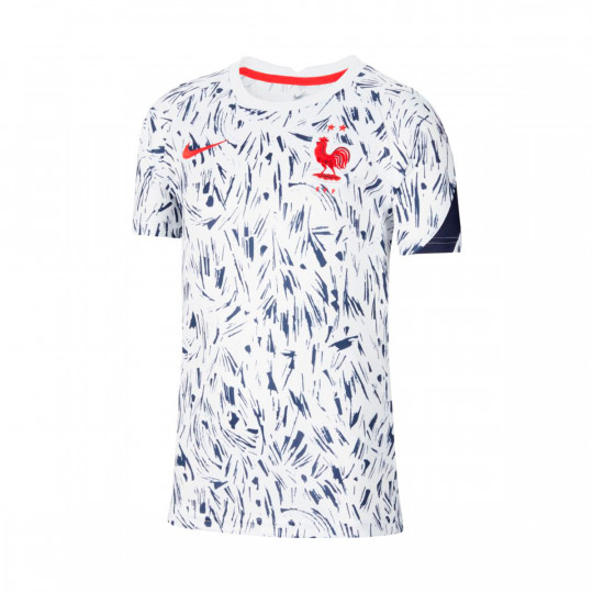 Camiseta Nike Francia Pre-Match Top 2020-2021 Niño White-Blackened  Blue-University Red - Fútbol Emotion