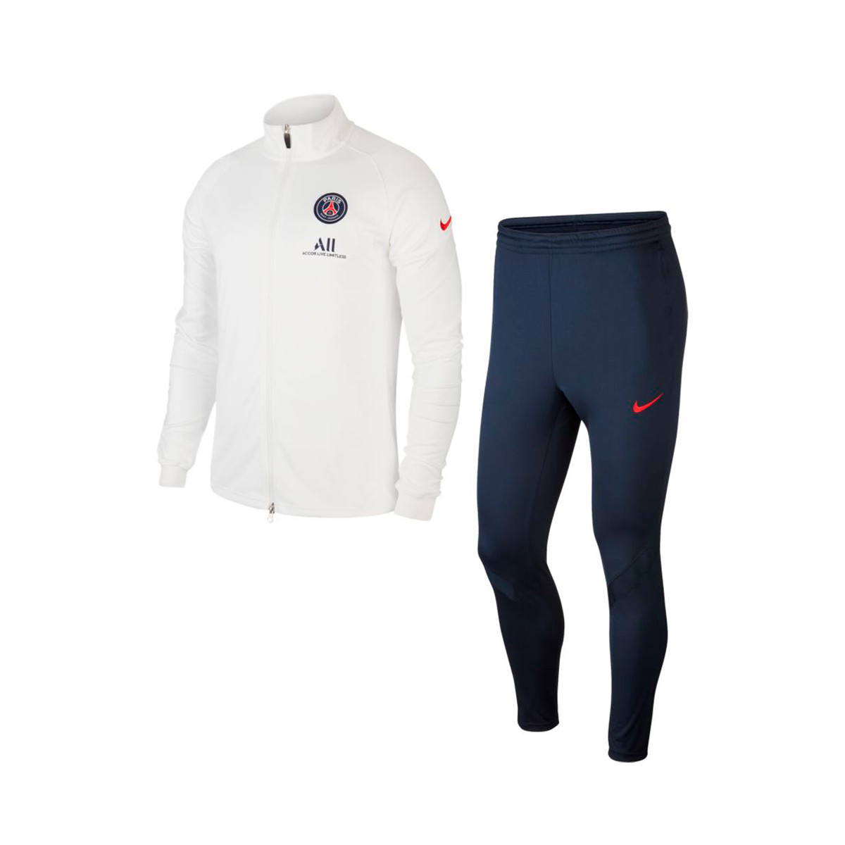 Chándal Nike Paris Saint-Germain Dri-Fit Strike 2020-2021 White-University  red - Tienda de fútbol Fútbol Emotion