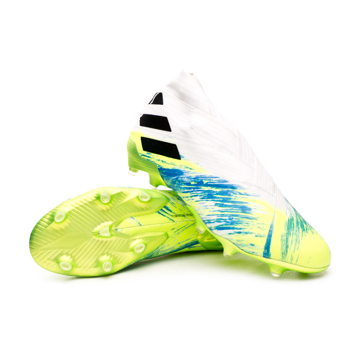 roble Admisión Incomodidad Bota de fútbol adidas Nemeziz 19 + FG White-Black-Signal Green - Fútbol  Emotion