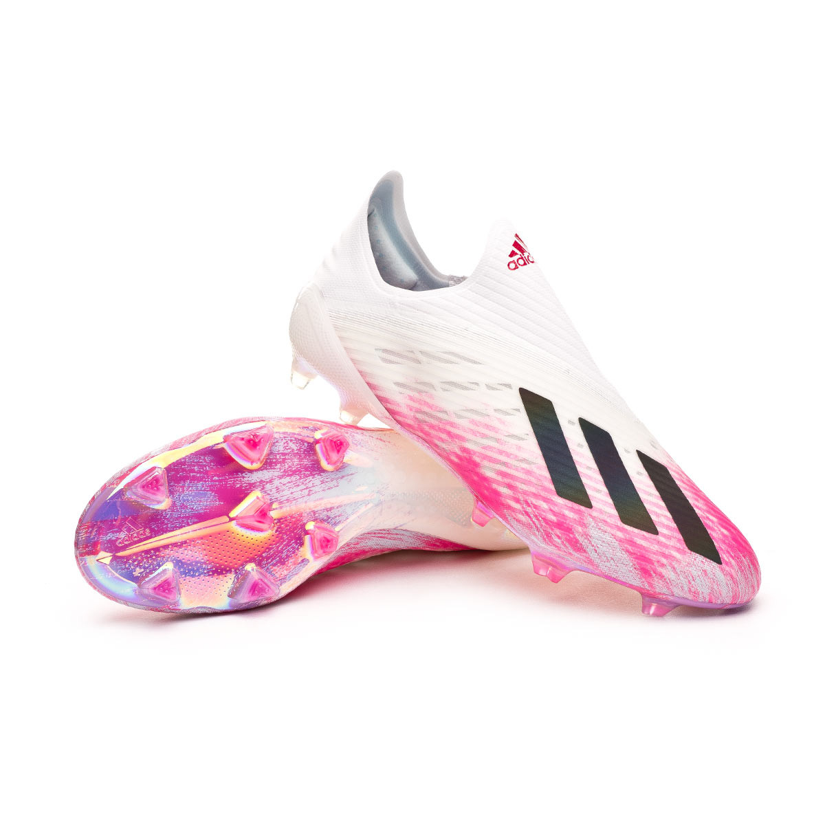 pink laceless football boots