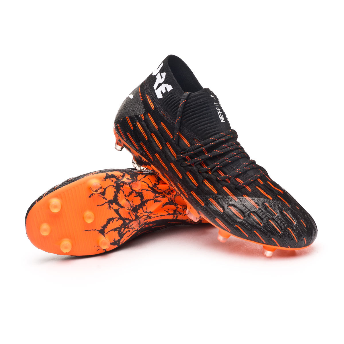 orange and black puma shoes