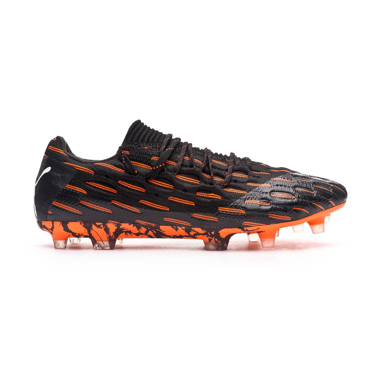 Football Boots Puma Future 6 1 Netfit Low Fg Ag Puma Black Puma White Shocking Orange Futbol Emotion