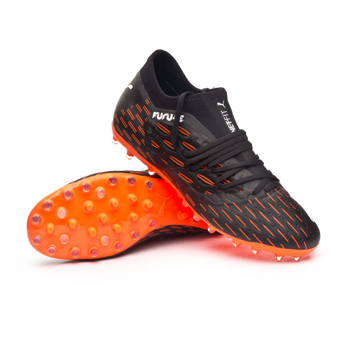 Football Boots Puma Future 6.3 Netfit MG Puma Black-Puma White-Shocking  Orange - Football store Fútbol Emotion