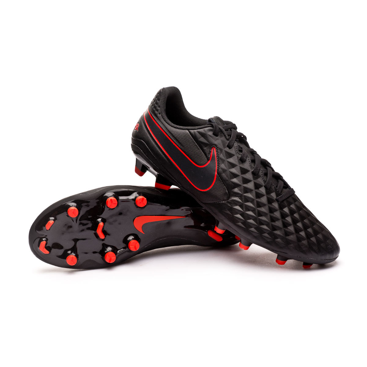 Football Boots Nike Tiempo Legend VIII Academy FG/MG Black-Dark smoke  grey-Chile red - Football store Fútbol Emotion