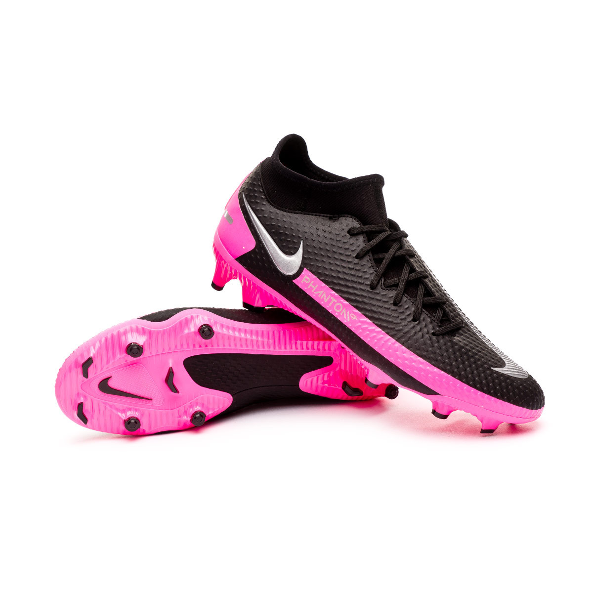 Bota fútbol Nike Phantom GT Academy DF Black-Metallic Silver-Pink Blast - Fútbol Emotion