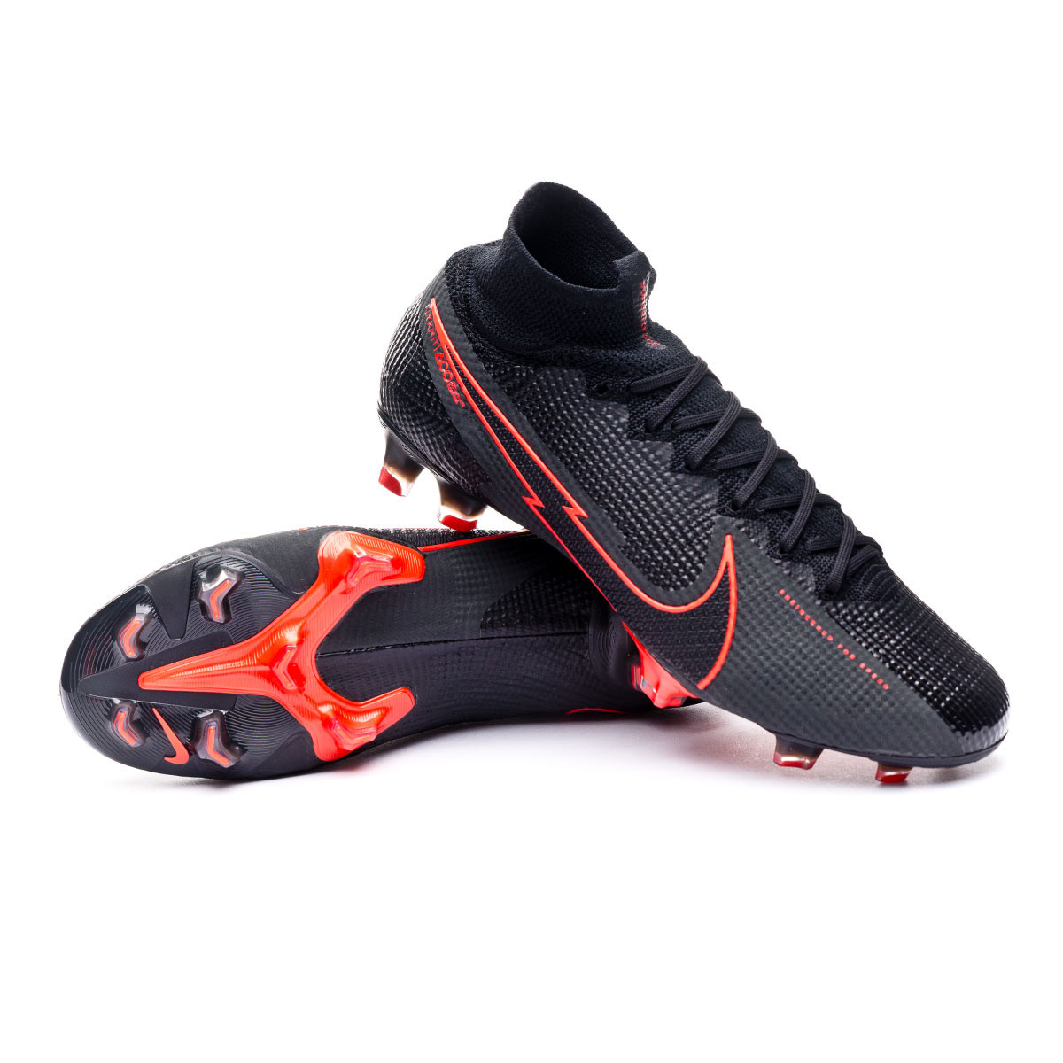 Bota de Nike Mercurial Superfly 7 Elite FG Black-Dark Smoke Grey-Chile Red - Fútbol Emotion