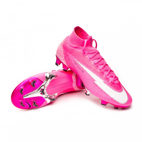 Bota de fútbol Nike Mercurial Superfly 7 Elite Mbappé FG Pink Blast-White-Black-Chrome - Fútbol Emotion