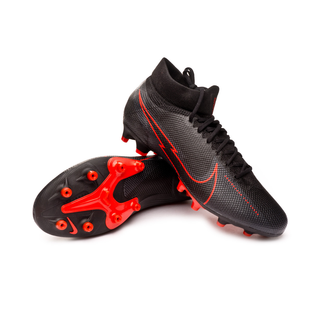 Bota de fútbol Mercurial Superfly 7 Pro AG-Pro Black-Dark Smoke Grey-Chile Red - Emotion