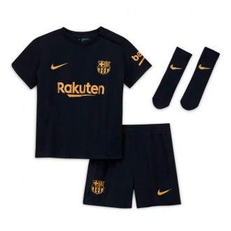 Conjunto FC Barcelona Segunda Equipación 2020-2021 Bebé Black-Metallic gold