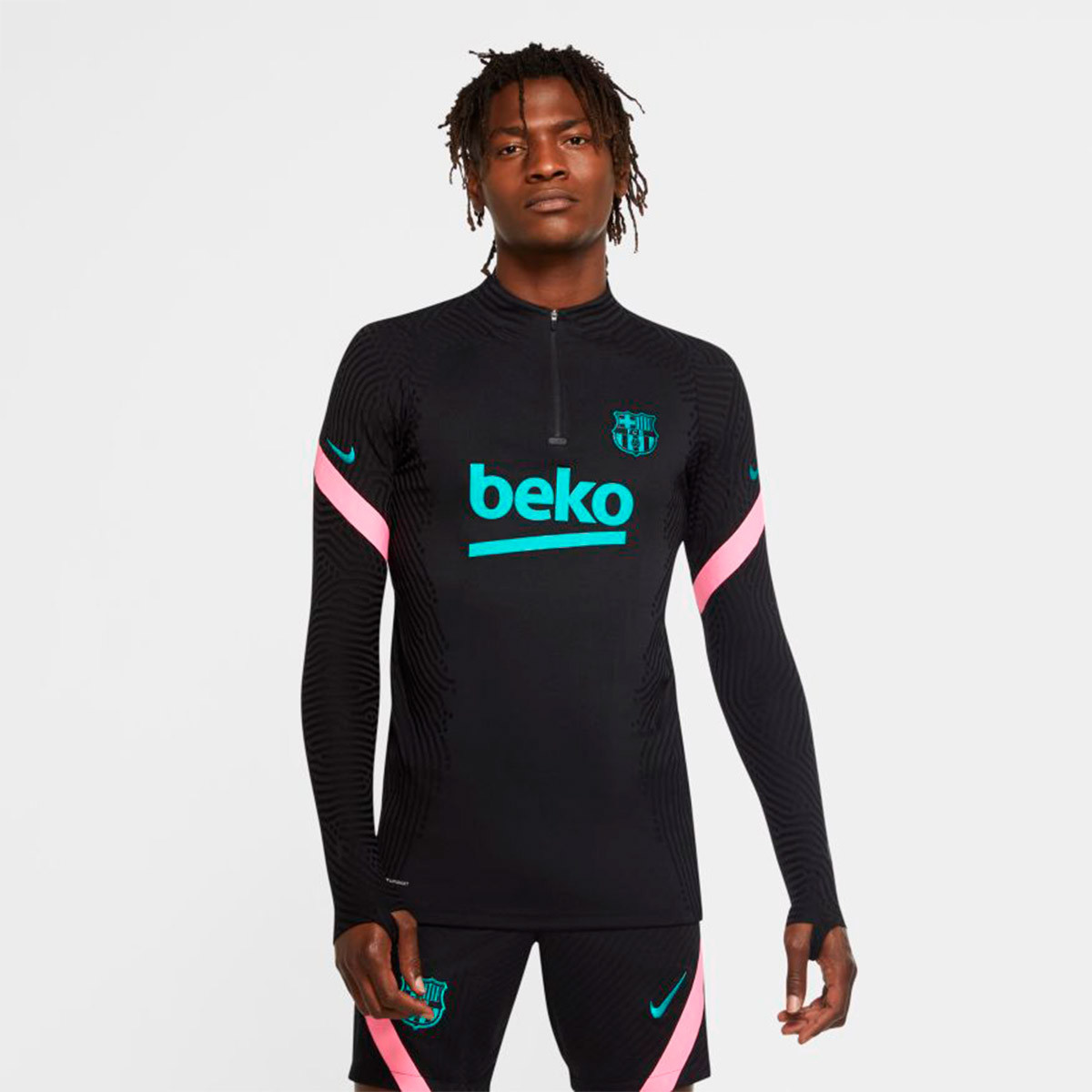 Sudadera Nike FC Barcelona Vaporknit Strike Drill Black-Pink Beam-New Green - Fútbol Emotion