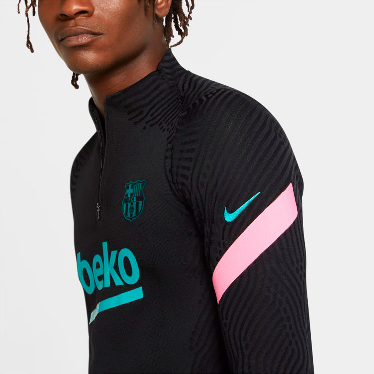 Sudadera Nike FC Barcelona Vaporknit Strike Drill Black-Pink Beam-New Green - Fútbol Emotion