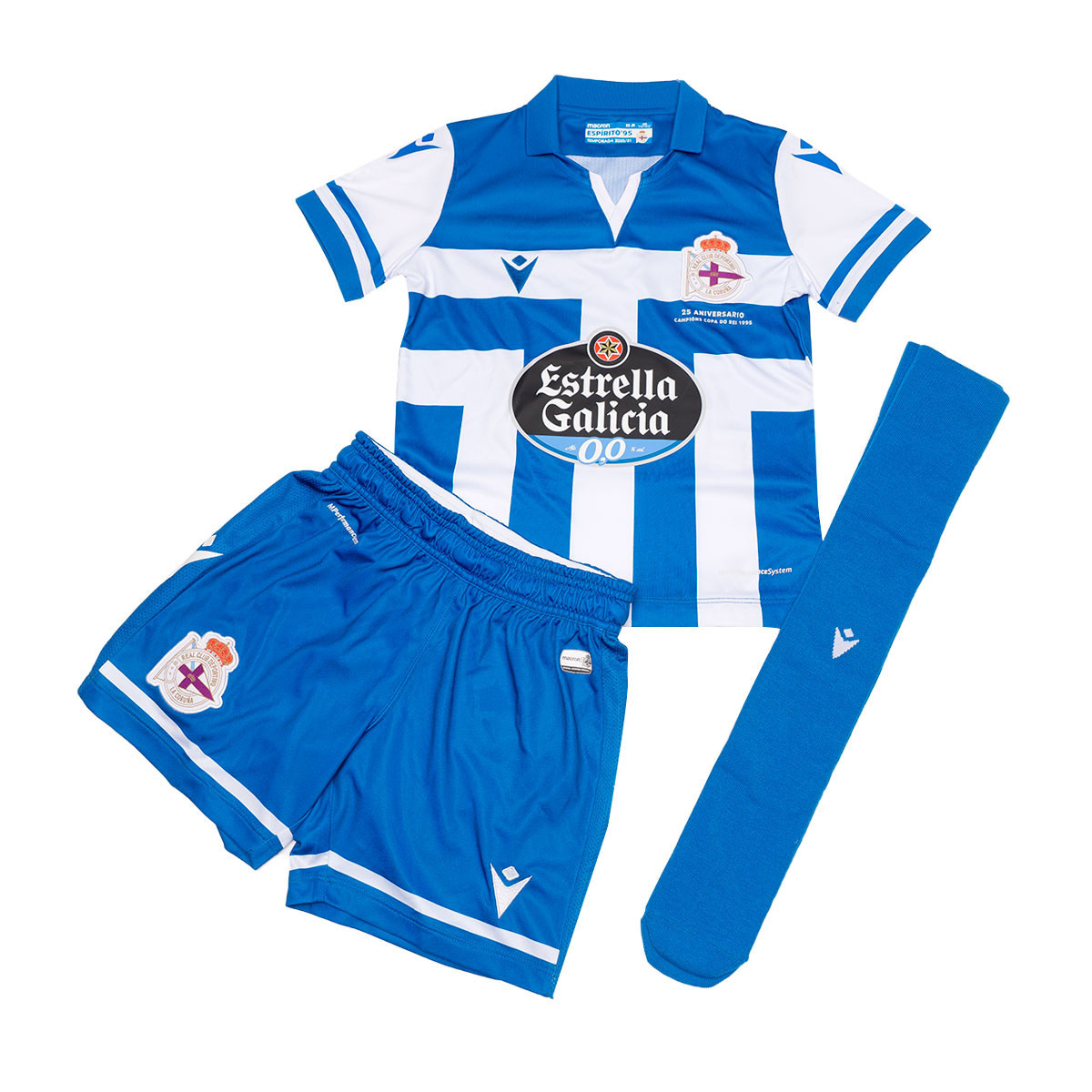 Kit Macron Rc Deportivo La Coruna Primera Equipacion 21 Bebe Blue White Futbol Emotion