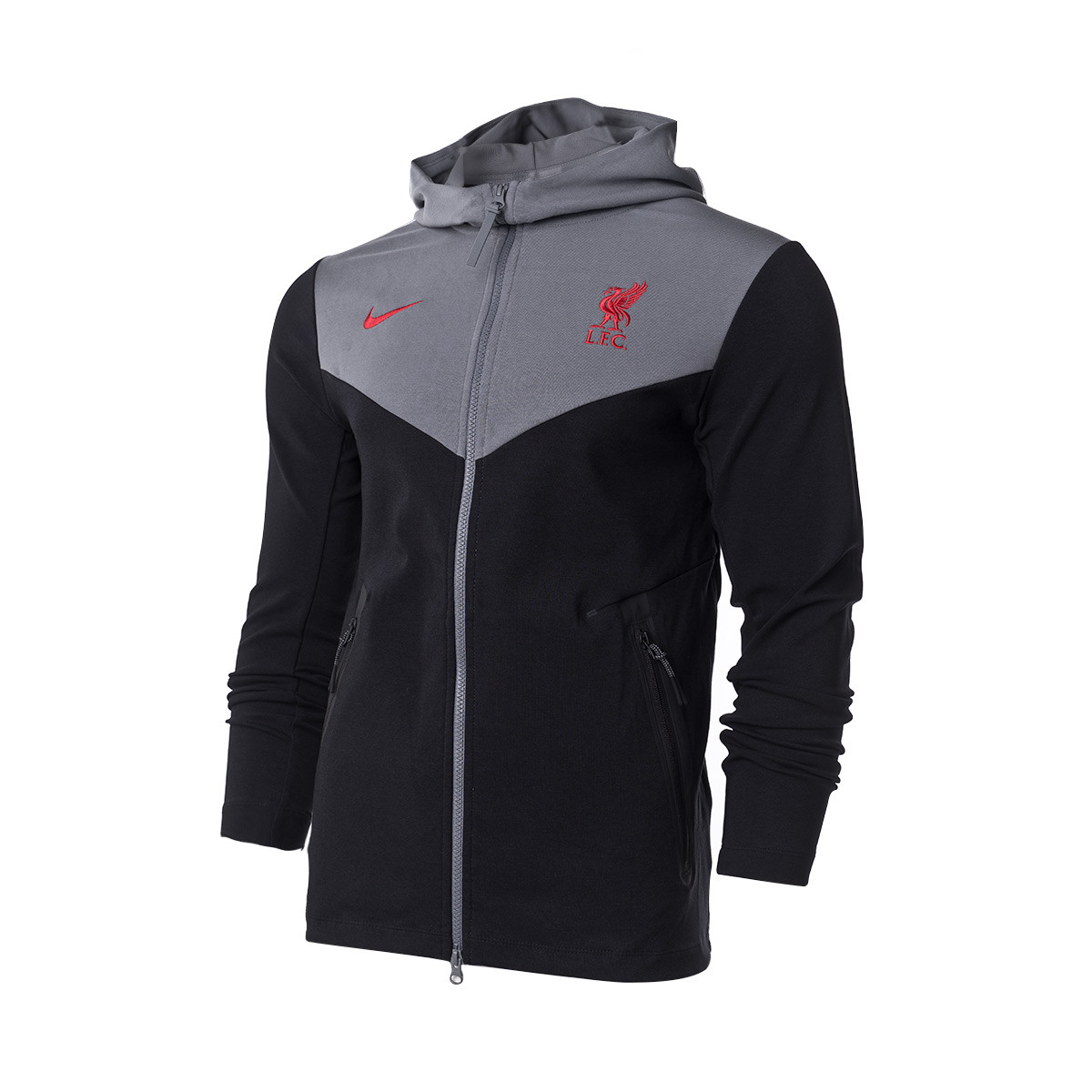 Jacket Nike Liverpool Fc Nsw Tech Pack Hoodie Fz Mc 2020 2021 Black Smoke Grey Gym Red Futbol Emotion